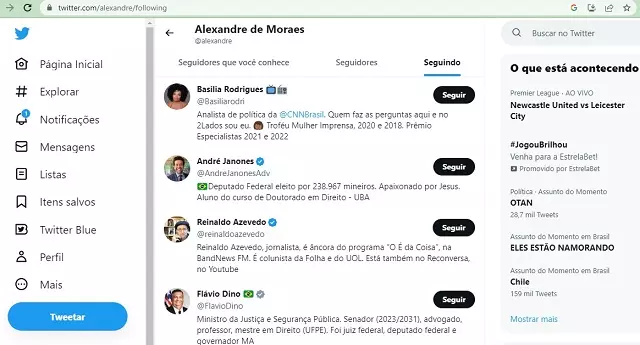 alexandre de moraes - andré janones - twitter - novos seguidores - print