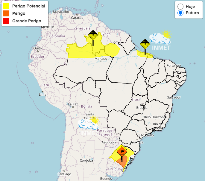 inmet perigo e alerta - geada e chuvas itensas