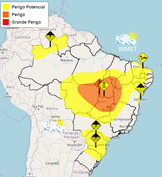 mapa de alertas do inmet - 27/7/2023