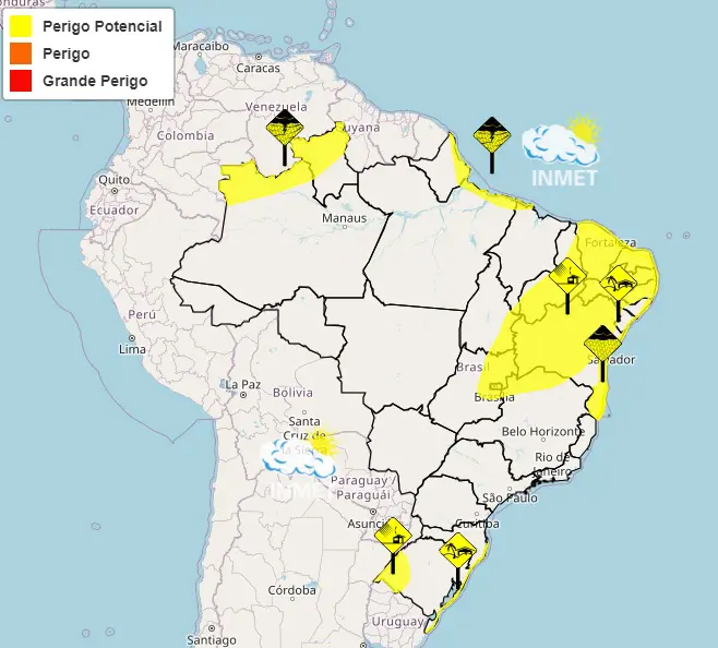 chuva e vendaval - previsão do tempo - danos