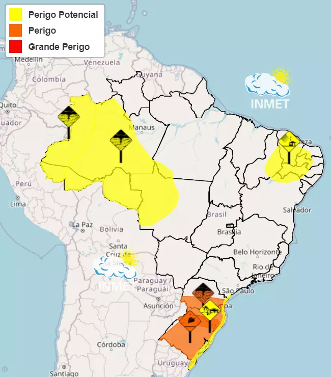 mapa do inmet - 12/8/2023