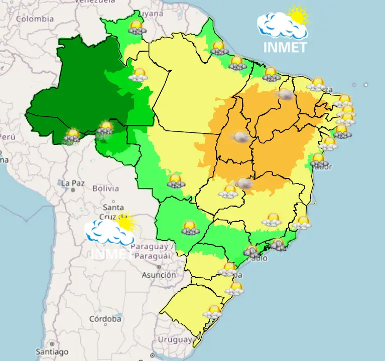 mapa do inmet - 13/8/2023 - tarde
