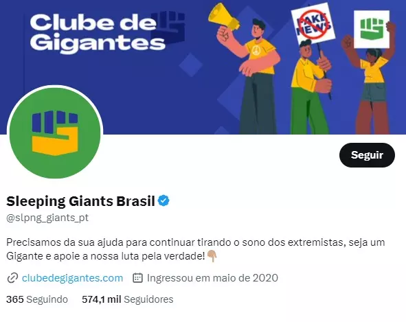 Página do Twitter\X Sleeping Giants