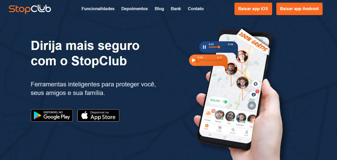 Página inicial do site StopClub