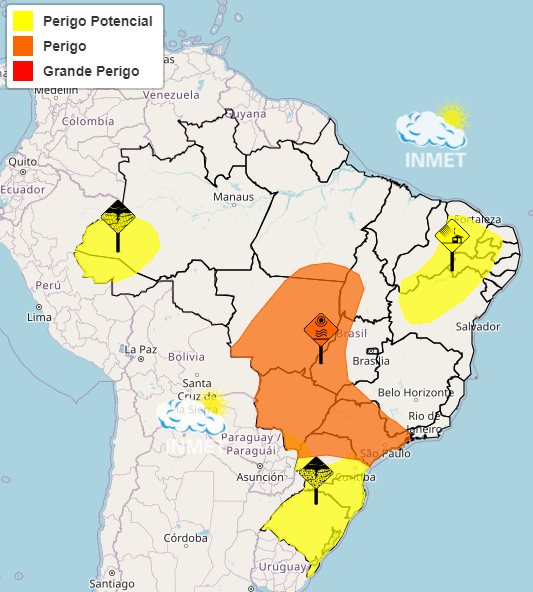 mapa do brasil - alertas climáticos