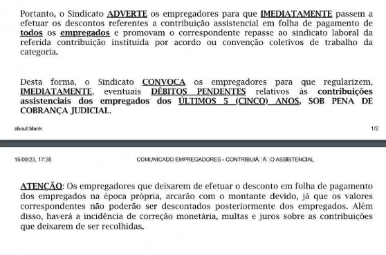 contribuição sindicato práticas abusivas