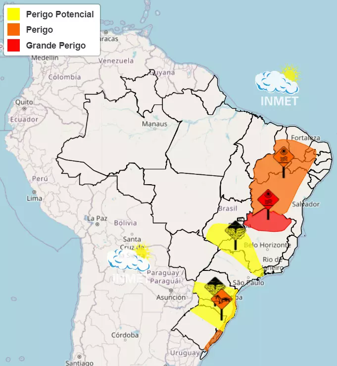 mapa do brasil - alertas
