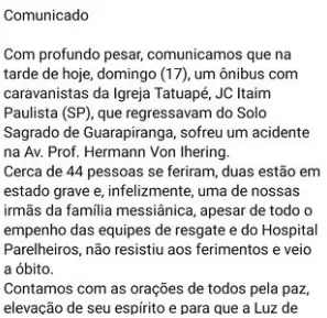 Nota pesar Igreja