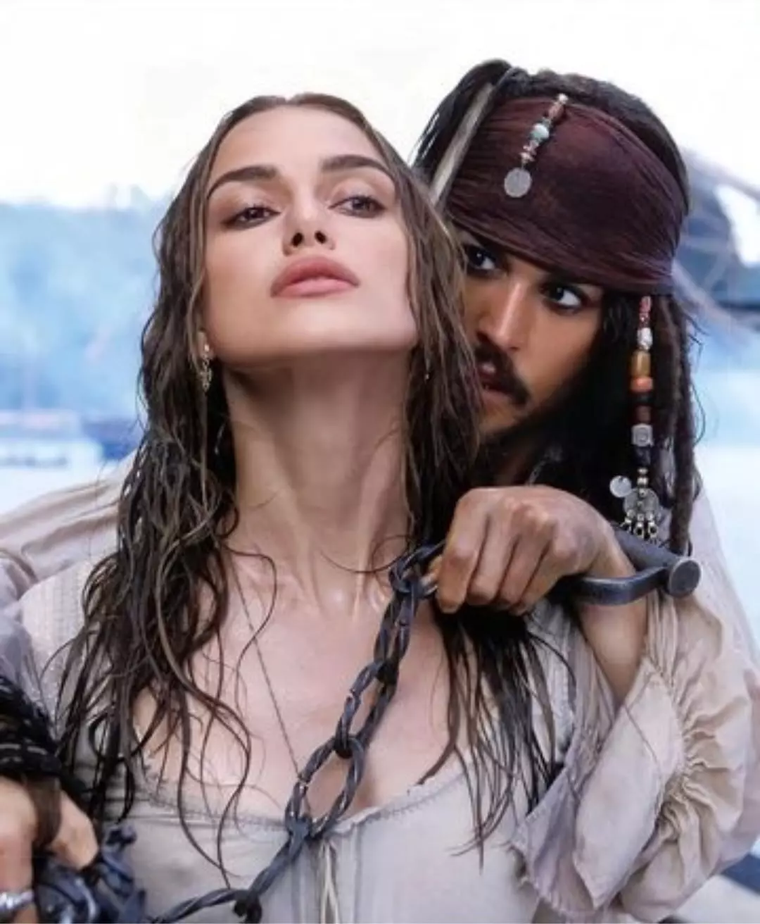 Atriz Keira Knightley em cena do filme "Piratas do Caribe"