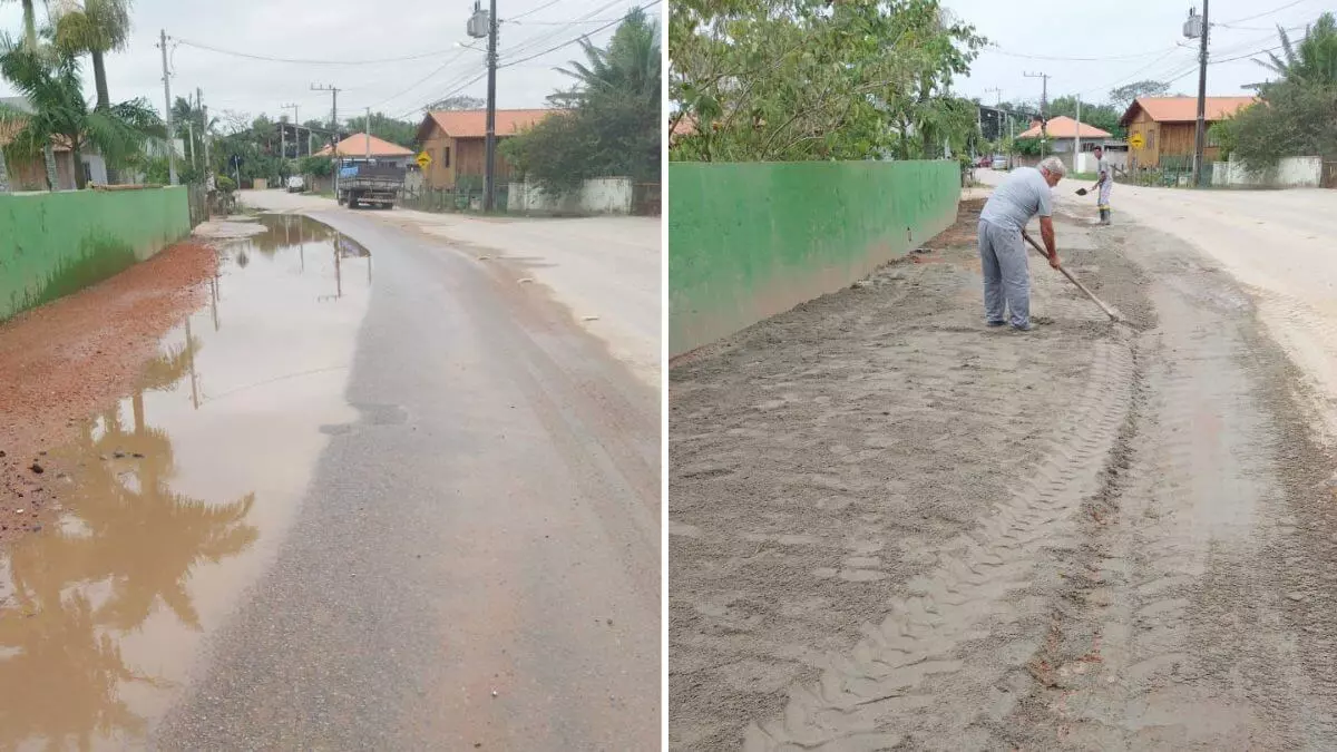 O buraco antes e depois da manifestação dos "pescadores"