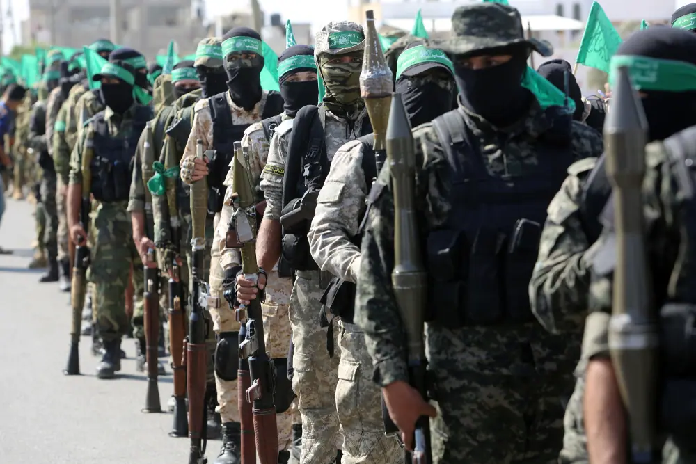 Palestinian,Hamas,Militan- universo paralelots,Take,Part,In,An,Anti-israel,Military,Show