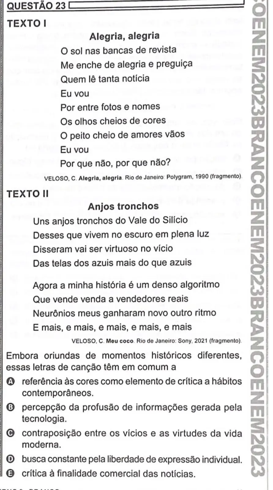 caetano veloso enem 2