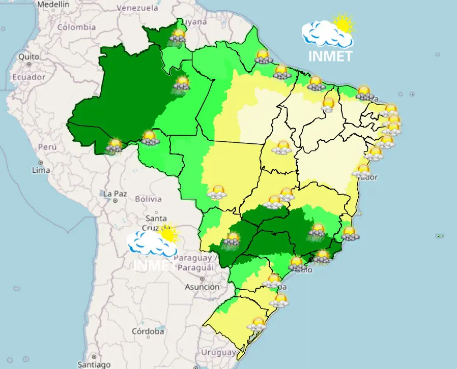 pancadas de chuva e trovoadas - fim de novembro - previsão do tempo - manhã