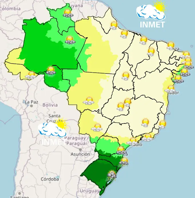 previsão do tempo - chuva e onda de calor