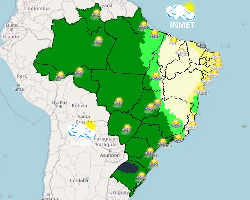 tempo chuva brasil previsão - mapa manhã - 27-11-2023