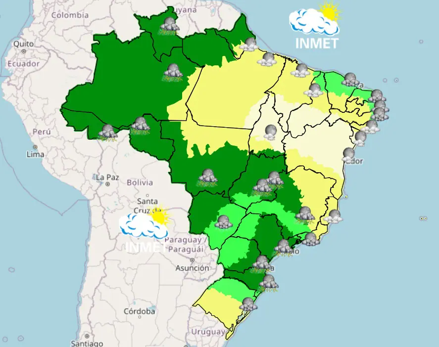 tempo chuva brasil previsão - mapa noite - 27-11-2023