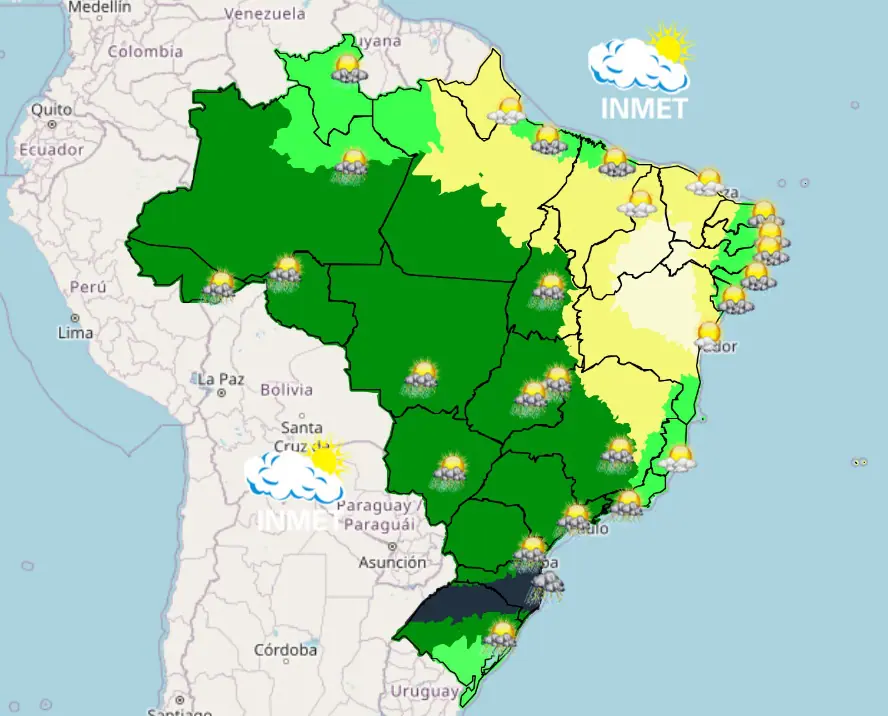 tempo chuva brasil previsão - mapa tarde - 27-11-2023
