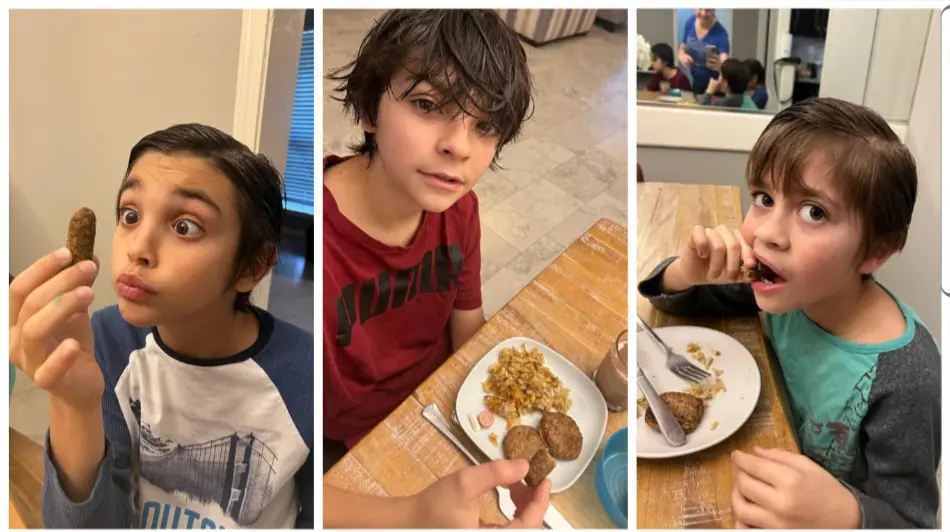 crianças experimentam carne de jaca