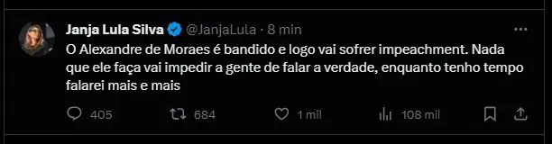 Janja perfil X hackeado