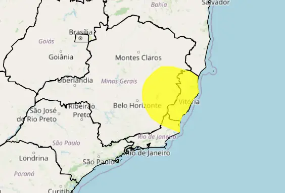 alerta amarelo chuvas intensas sudeste - previsão do tempo