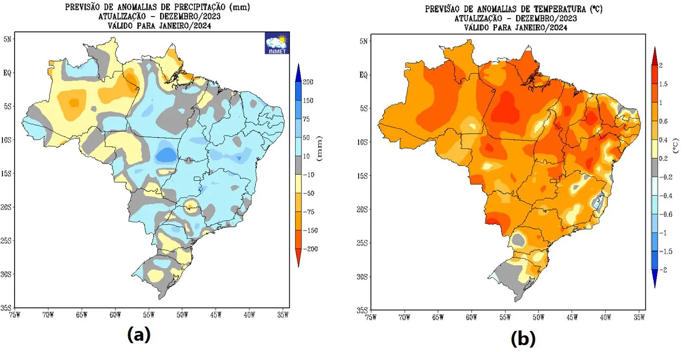 previsão janeiro temperaturas | O primeiro mês do ano será marcado pelo déficit hídrico, segundo Inmet | Foto: Divulgação/Inmet