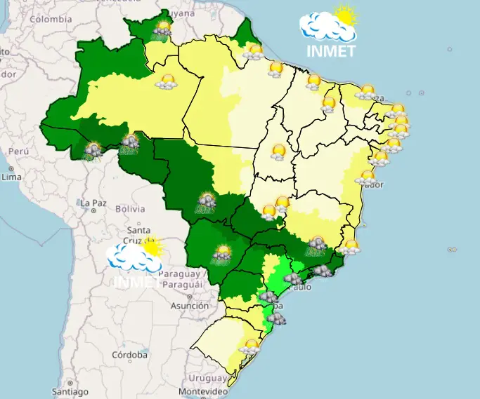 mapa da previsão do tempo - 08122023 - manhã