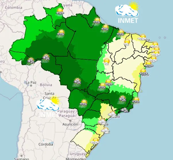 mapa da previsão do tempo - 08122023 - tarde
