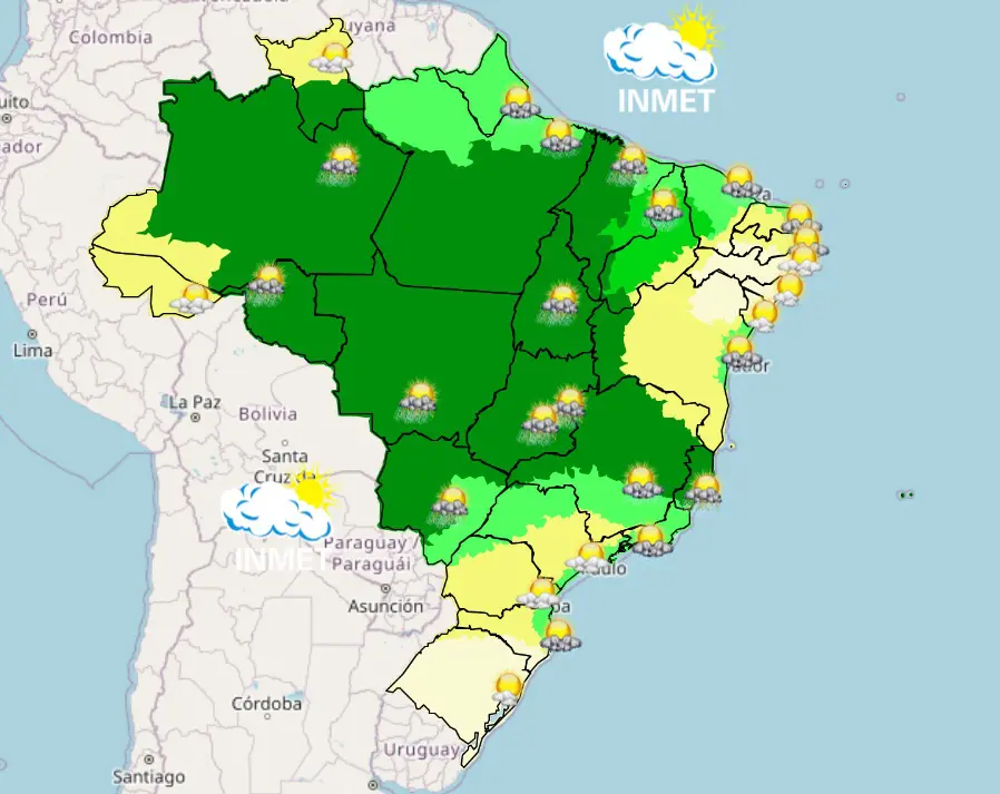 previsão do tempo - mapa da manhã