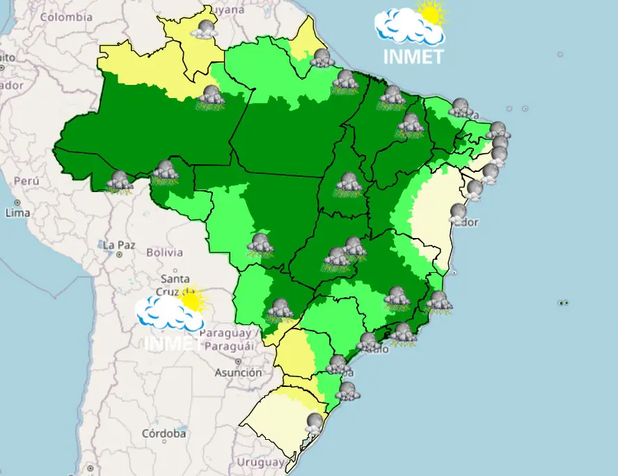 previsão do tempo - mapa da noite - chuva 2023