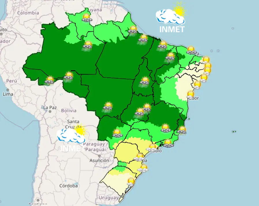 previsão do tempo - mapa da tarde - chuva 2023
