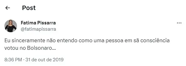 fatima pissarra - twitter - bolsonaro
