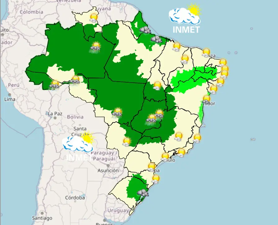 mapa - 15012024 - manhã - previsão do tempo com chuva