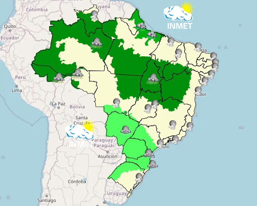 mapa - 15012024 - noite - previsão do tempo com chuva