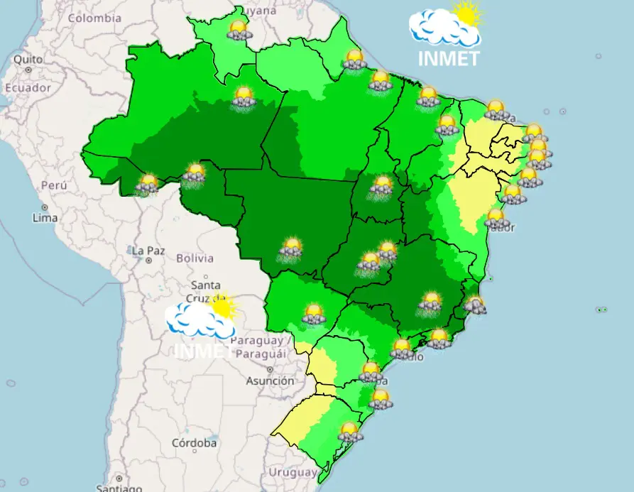 previsão de chuvas nas capitais