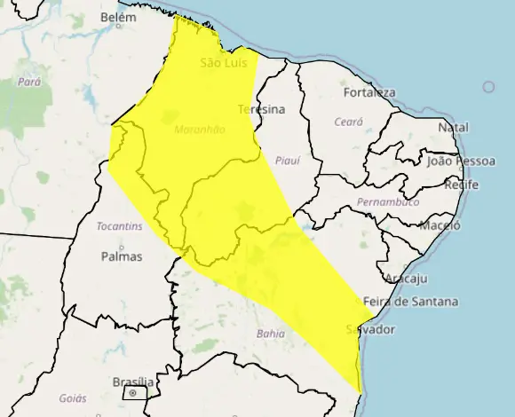 previsão do tempo - mapa de chuvas intensas - to e ne