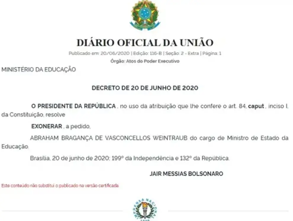 CGU determina demissão de Weintraub da Unifesp