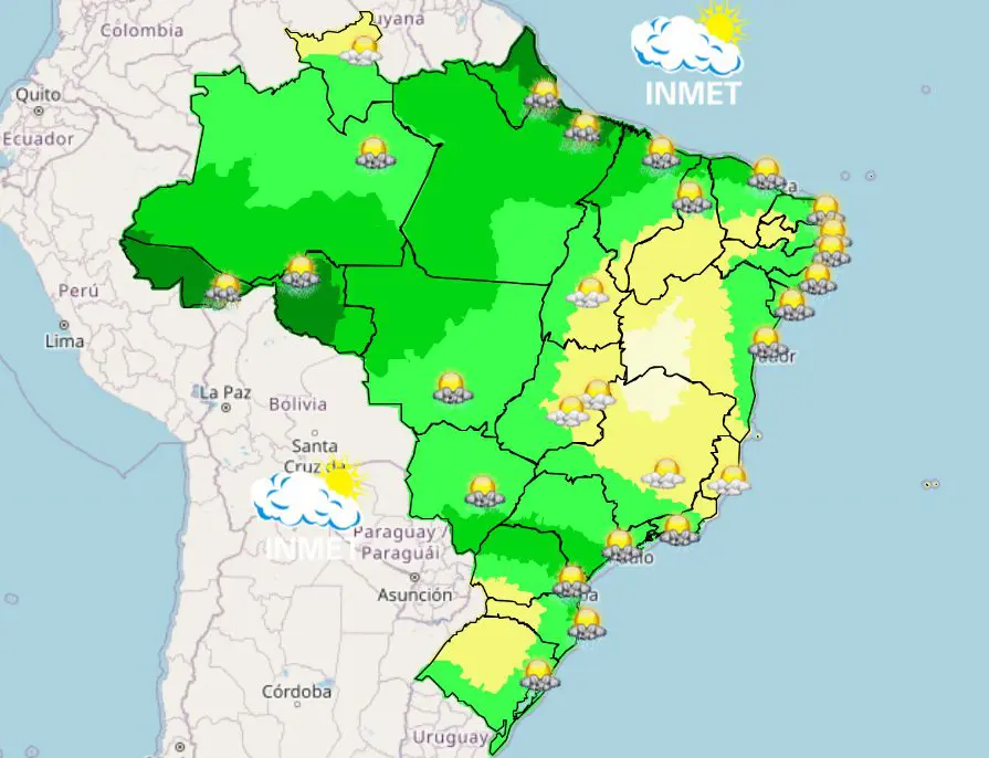 mapa da chuva - previsão do tempo para domingo - manhã 25022024