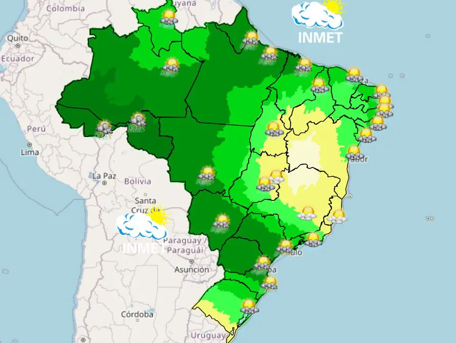 mapa da chuva - previsão do tempo para domingo - tarde 25022024