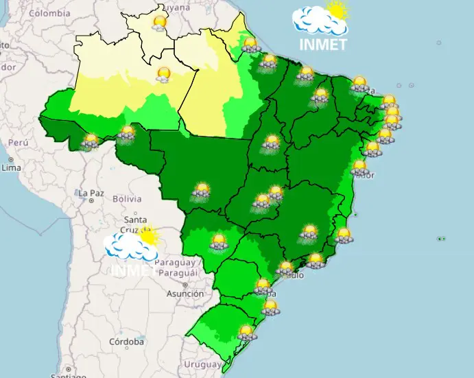 mapa - previsão do tempo da tarde - 23022024