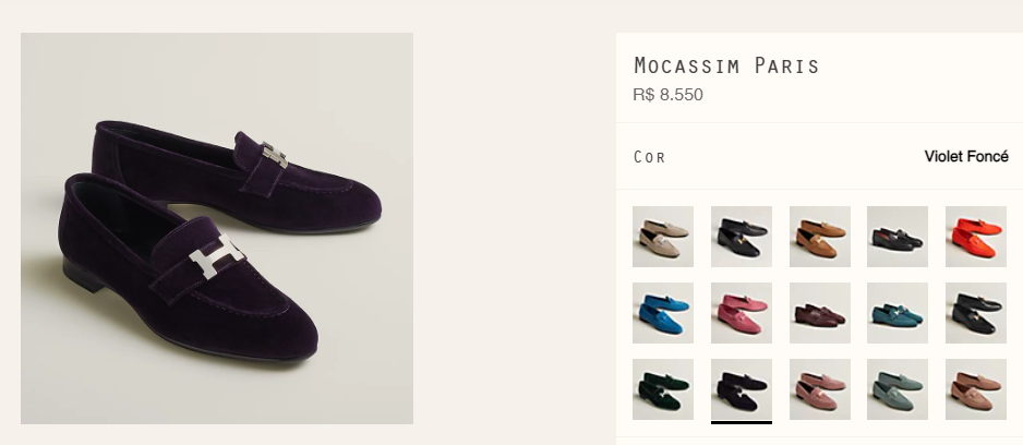 Site da grife italiana Hermès