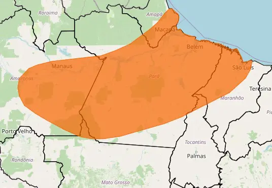 alerta laranja de chuvas intensas pará