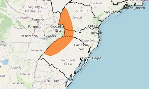 alerta laranja de tempestade - região sul