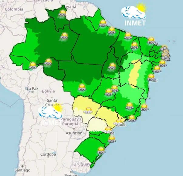 mapa previsão do tempo manhã