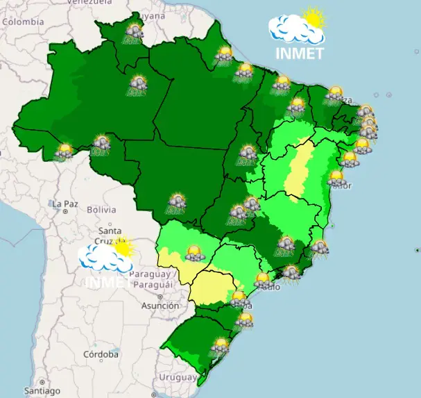 mapa previsão do tempo tarde