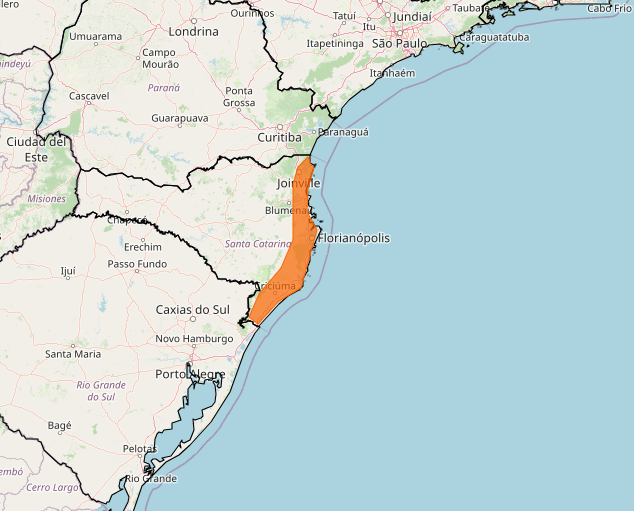 chuvas intensas - Apenas uma parte de Santa Catarina, no sul, está sob o alerta laranja | Foto: Reprodução/Inmet