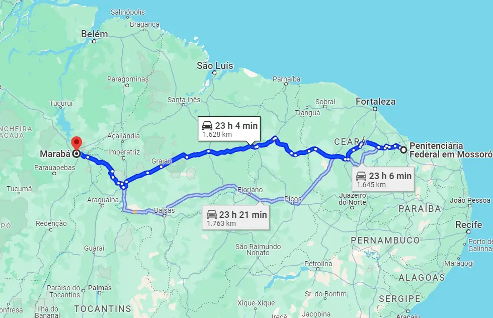 distância mossoró marabá