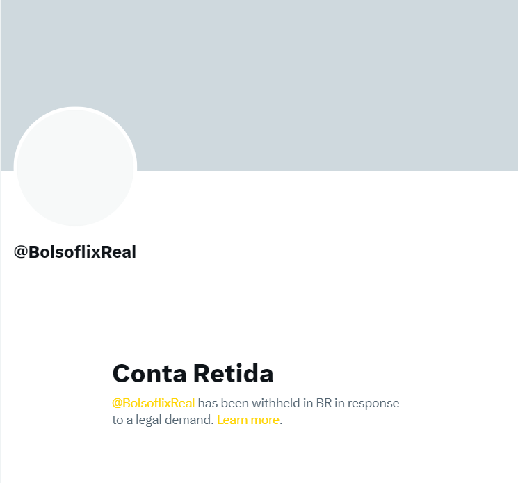 Print do perfil @Bolsoflix, que está bloqueado por ordens do TSE
