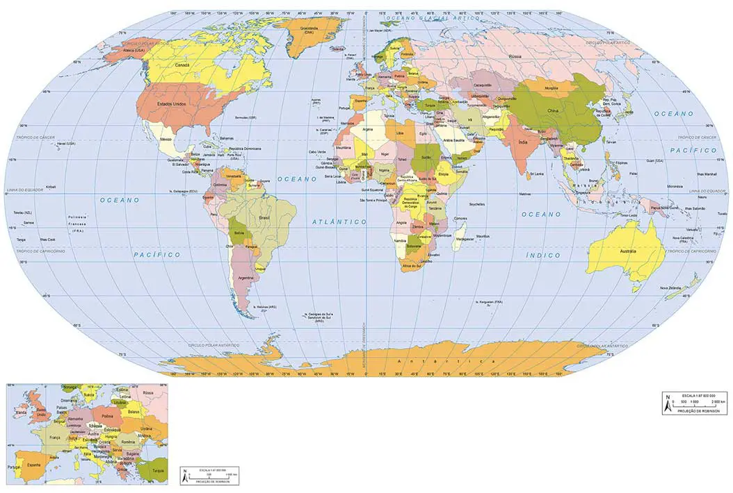 Mapa Mundi Planisfério Político