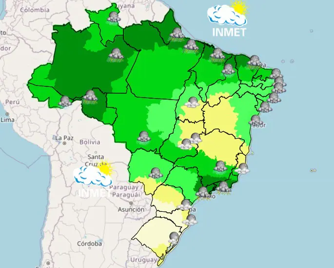 previsão do tempo chuva no brasil - 17042024 - noite