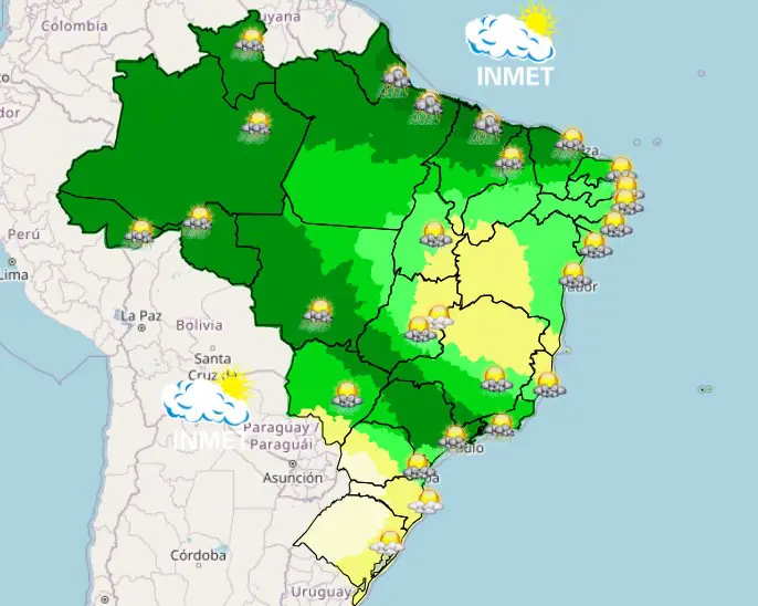 previsão do tempo chuva no brasil - 17042024 - tarde